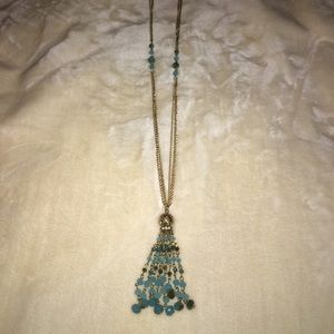 Turquoise chain necklace and matching earrings